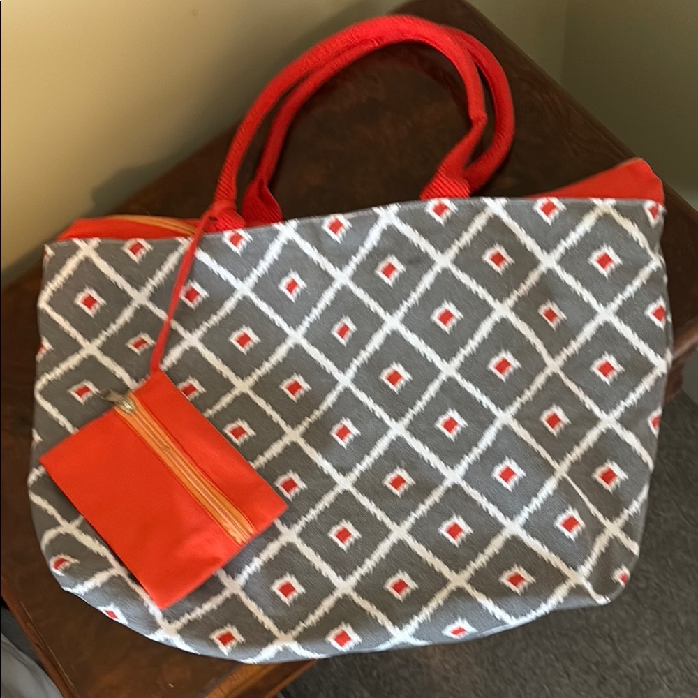 Stylish Gray and Orange Tote Bag